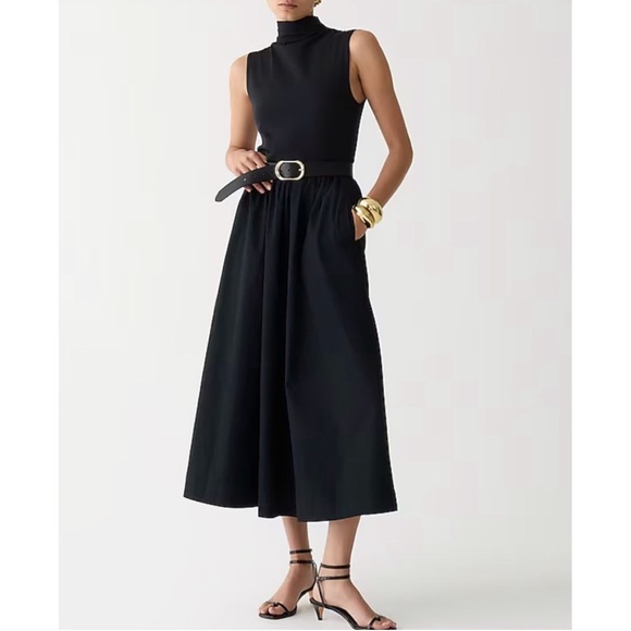J. Crew Dresses & Skirts - J. Crew Bestseller Mockneck Dress with Poplin Skirt Black Various BY263